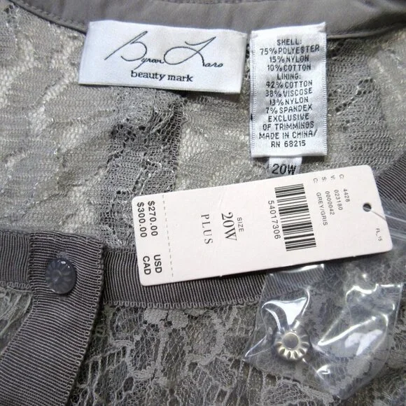NWT Anthropologie Beguile by Byron Lars Gisella in Gray Lace Sheath Dress 20W